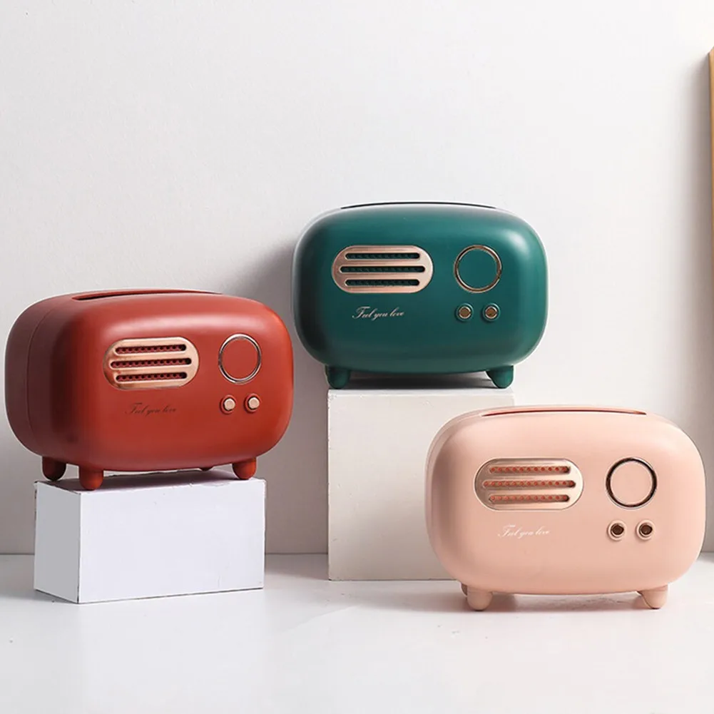 Retro Radio Model Tissue Box Desktop Paper Holder Home Living Room Tissue Box Case Vintage Dispenser Storage Napkin Case tissue dispenser tissue box