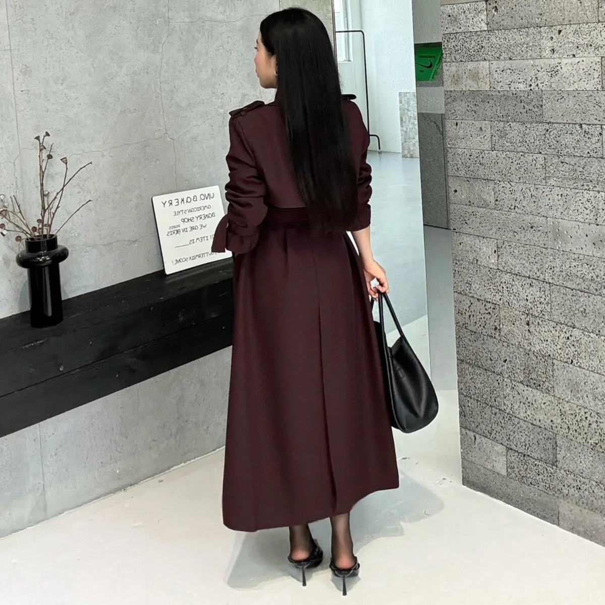 BJTZ Luxury 2025 خريف المرأة معطف طويل خندق مربوط...