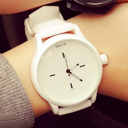 Fashion Casual White Watch Women MILER Silicone Strap Quartz Wristwatches Ladies Couple Watches Unisex Horloge Dames reloj mujer