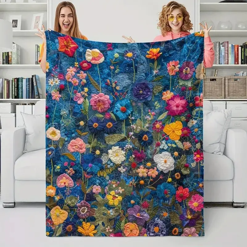 Flannel Air Conditioning Blanket Living Room Sofa Decoration Leisure Throw Blanket Digital Printing Double-sided Fleece Blanket 4