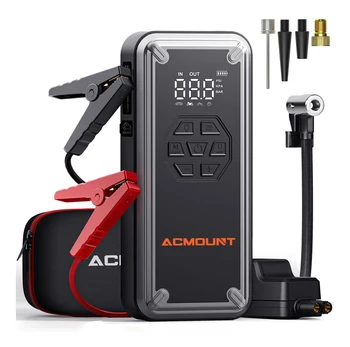 Avviatore di emergenza per auto 3000A con compressore d'aria, gonfiatore per pneumatici 150PSI, booster batteria 12V per gas 9.0L/8,0L Diesel, confezione portatile a LED
