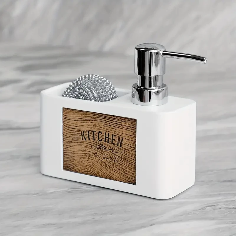 Kitchen Soap Dispenser, Bathroom Hand Wash Bottle with Refillable Soap Container and Cleaning Ball