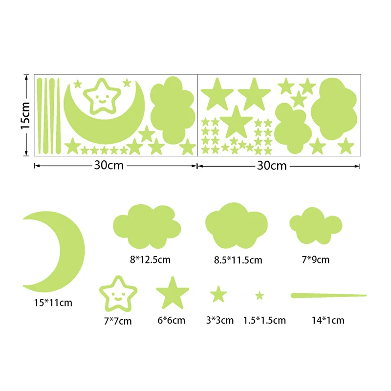 New Luminous 3D Stars Dots Wall Sticker for Kids Room Bedroom Home Decoration Glow In The Dark Moon Decal Fluorescent Stickers