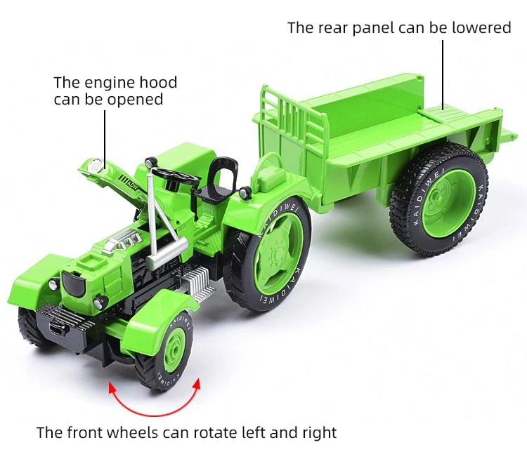 Kdw Truck Model 1/18 Farmer Trailer Vintage Agricultural Tractor Alloy Farmming Car Model Toy Collection Toys For Boys Adult