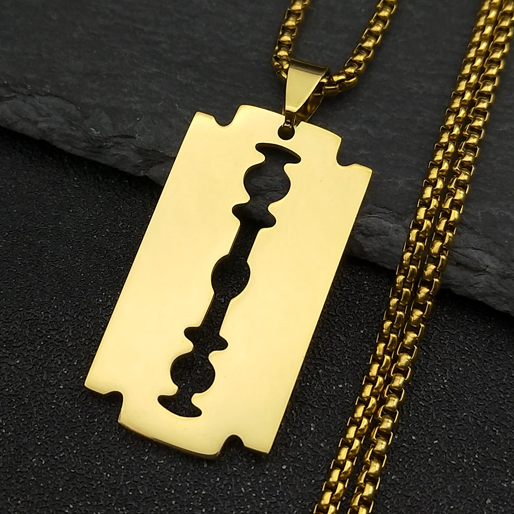 Klinge Edelstahl Lange Halskette Männer/Frauen Gold Farbe Punk Goth Gothic Steampunk Grunge Halsketten Schmuck collier N2243S03
