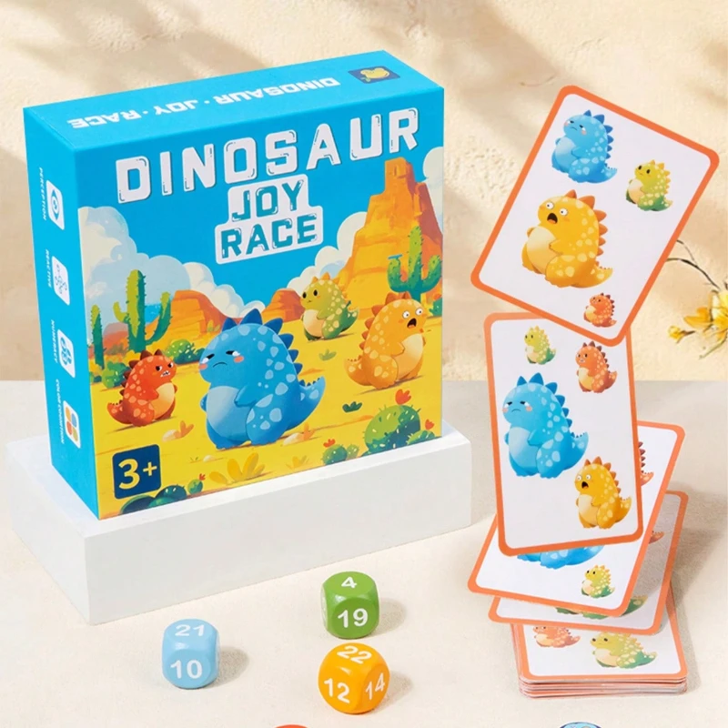 Dinosaur Card Game for Kids Fun Educational Battle Game for 2 Players, Family Board Game Dinosaur Fun Race