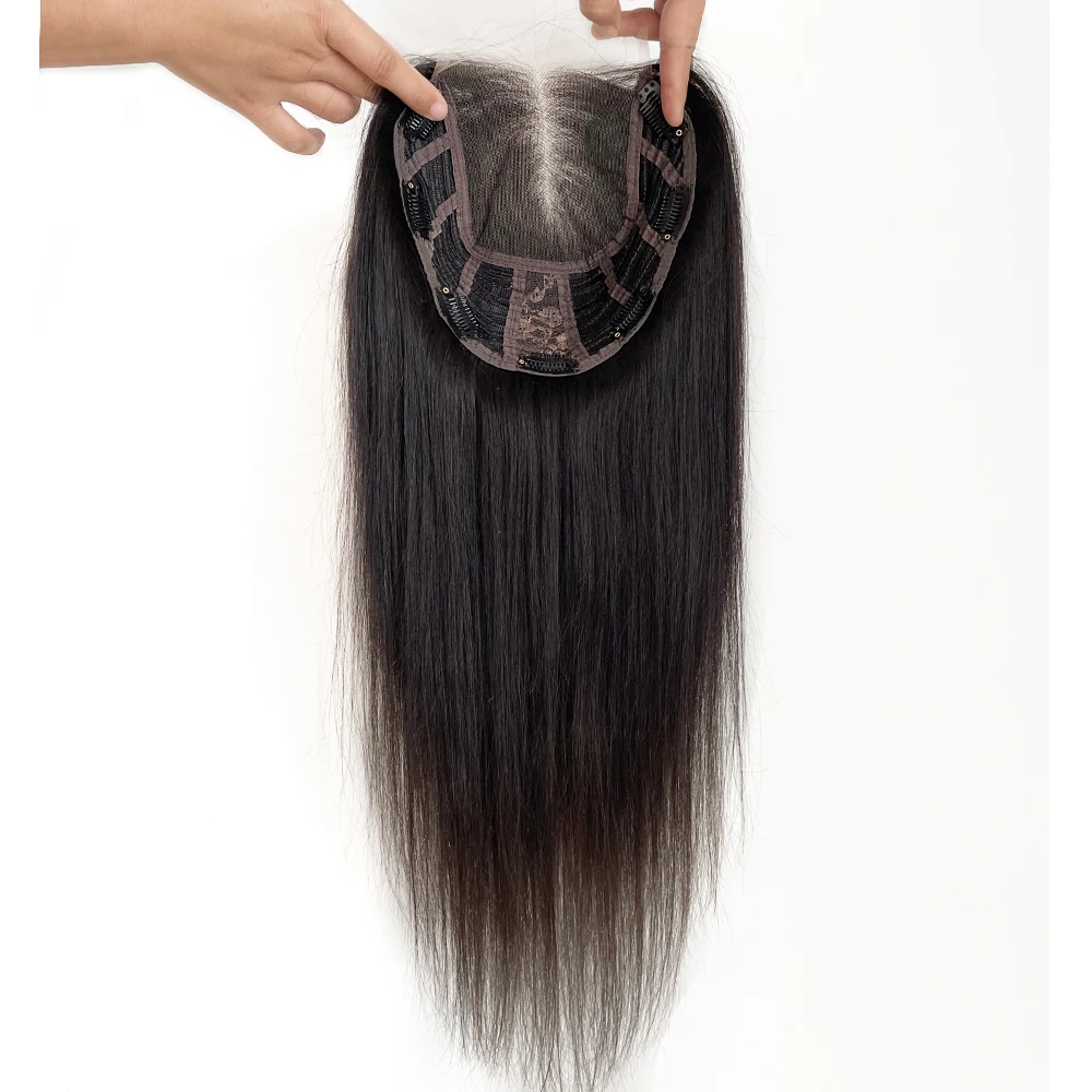 Natural Black Best Virgin Human Hair Wefted Topper 8