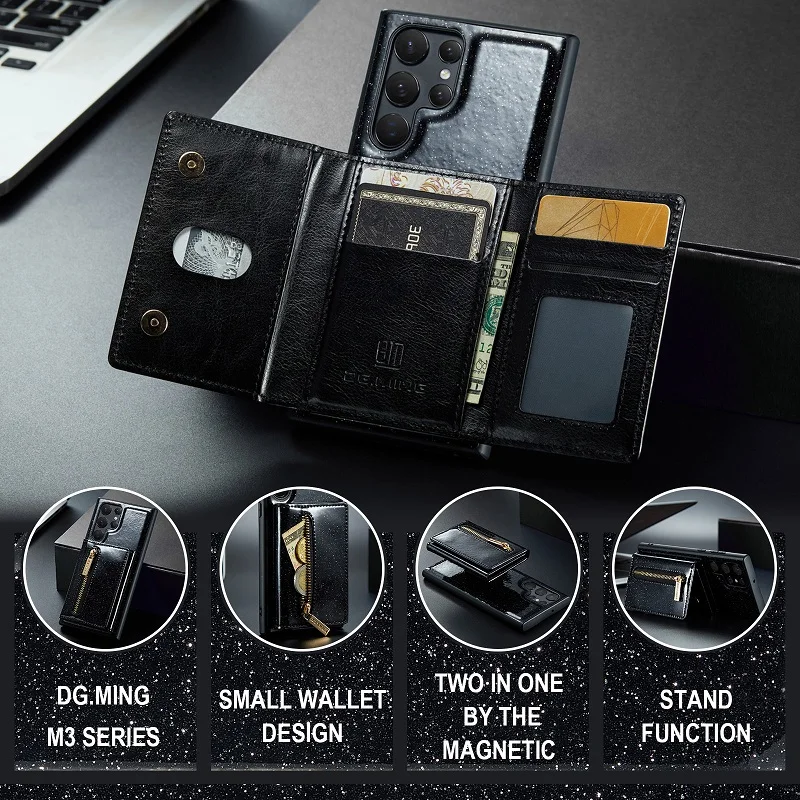 For Samsung Galaxy S21 S22 S23 S24 Plus Note20 Ultra Case Magnetic Leather Case Samsung Z Fold3 4 S23FE Case Card Holder Wallet