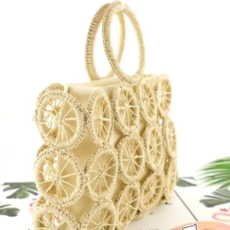 Wicker Woven Handbags for Women Rattan Hollow Straw Bags Handmade Beach Travel Shoulder Bags Casual Ladies' Purses Summer Fashio 6