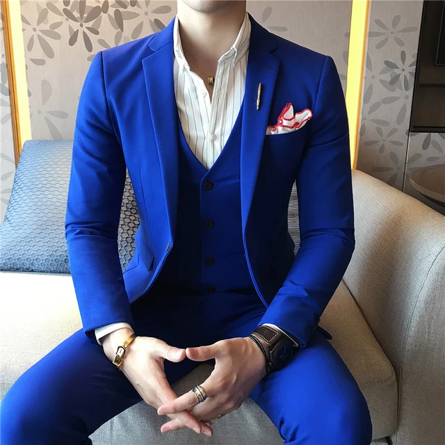 Mens Suits Regular Fit 2 Piece Royal Blue Suit Prom Homecoming