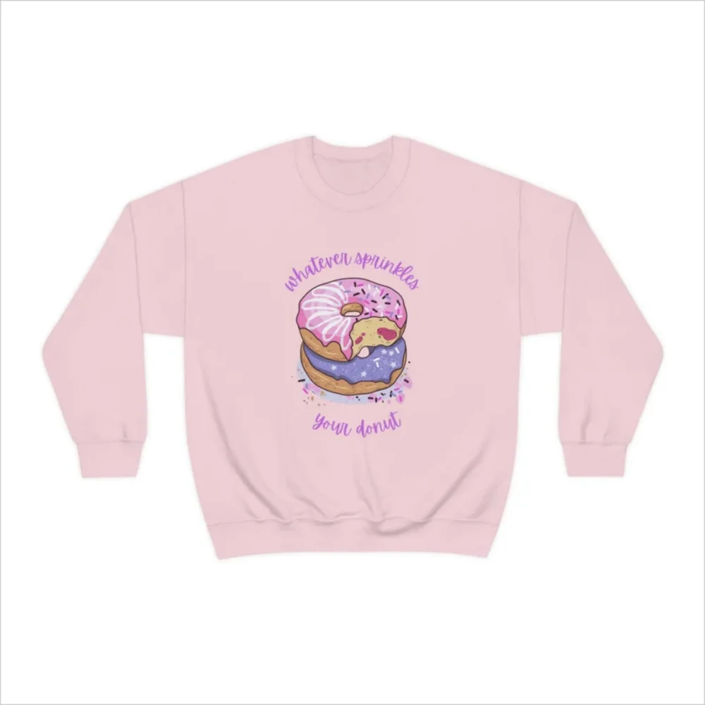 Whatever Sprinkles Your Donut Crewneck Sweatshirt Funny Preppy Style Pullover Women Clothing Winter