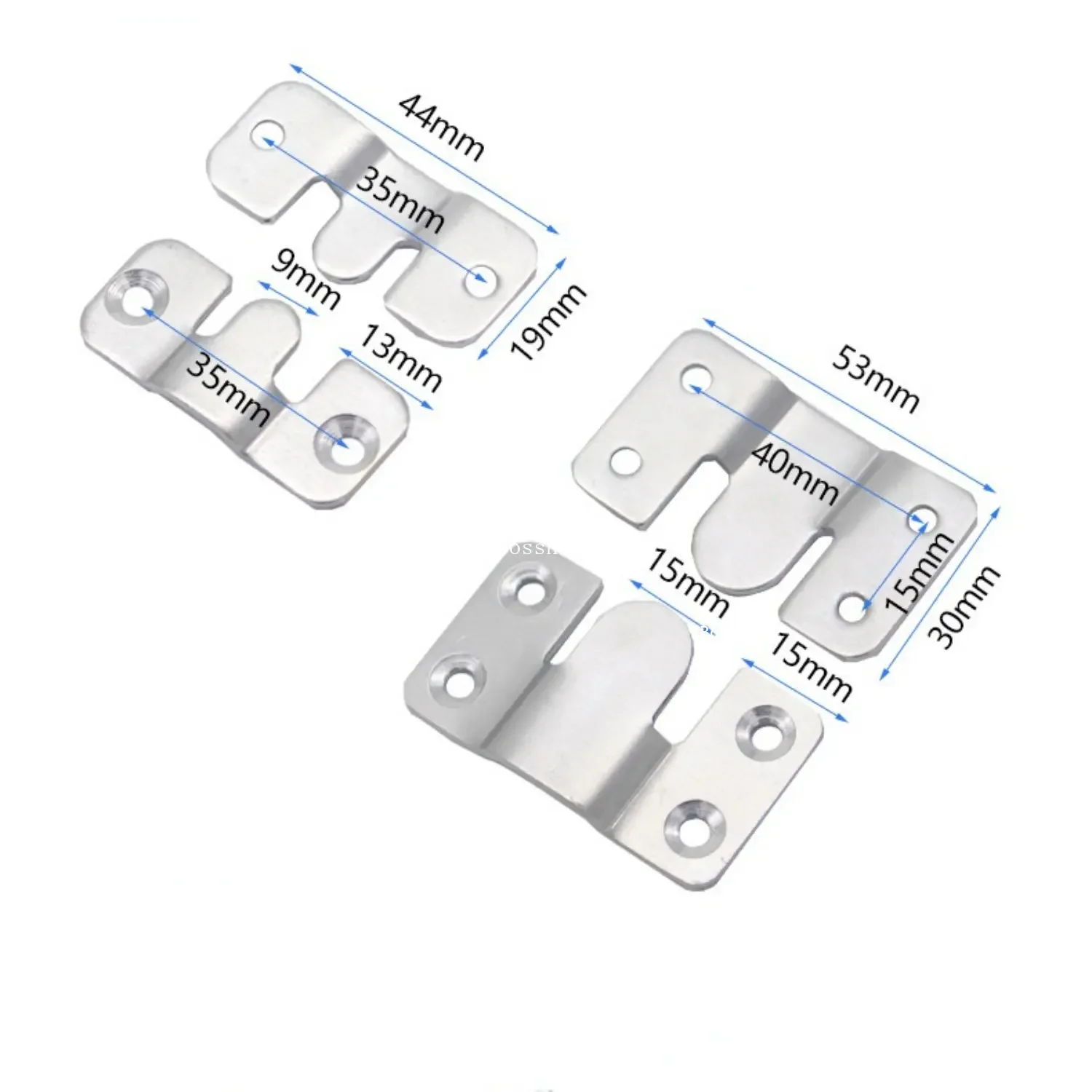 1Pair Flush Mount Brackets, Headboard Wall Fixing Brackets Wall Mount Interlocking Z Clip Hook for Pictures Mirrors Frames Hang 6
