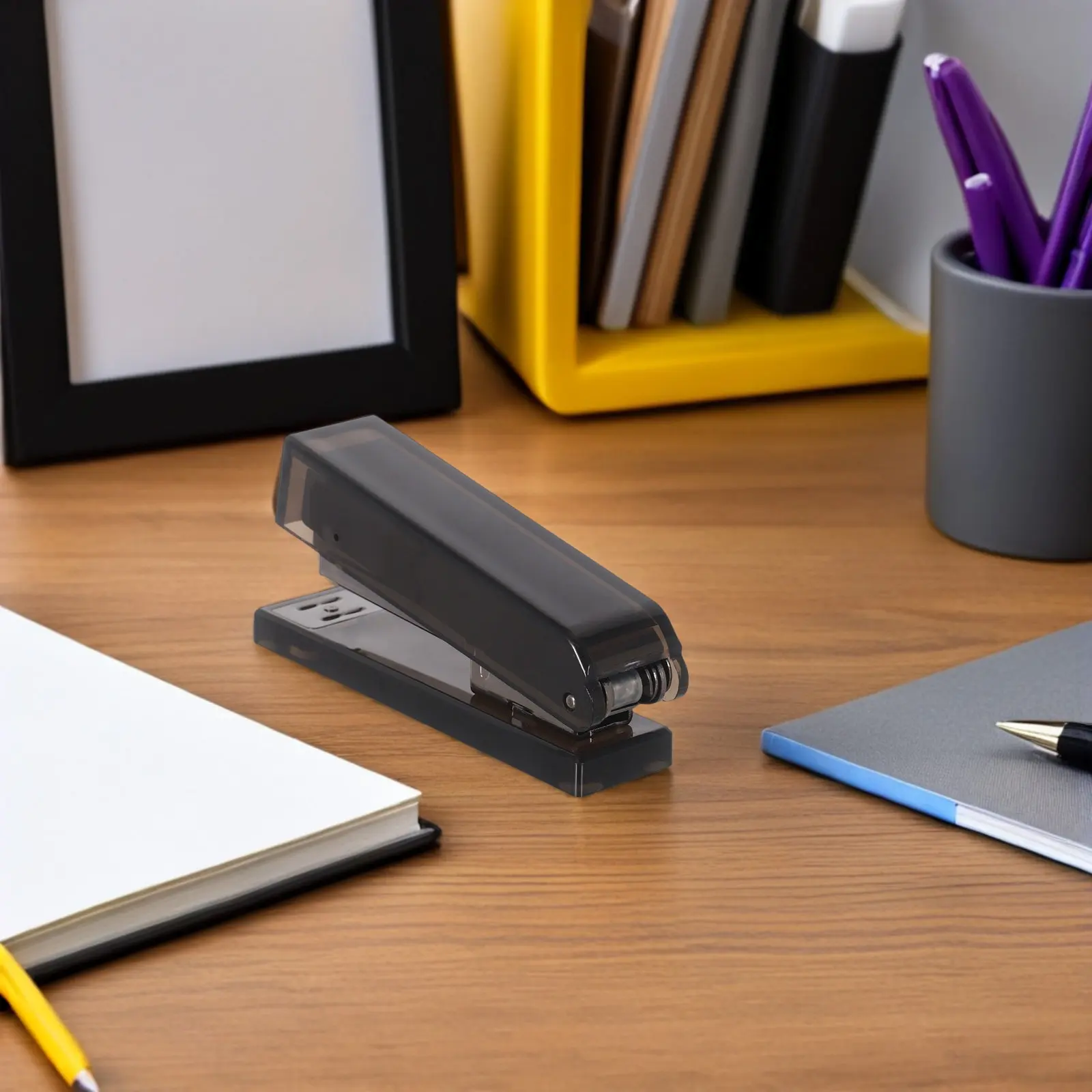 현대식 블랙 아크릴 스테이플러, 대용량 투명 디자인, 사무실/학교용 스테이플링 도구, 데스크탑 문구 용품