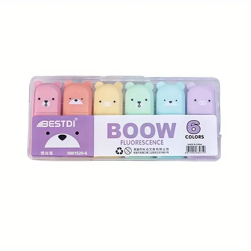 4/6pcs Tiny Markers With Fluorescent Colors And Cute Kawaii Design Perfect For Highlighting Back To School Supplies