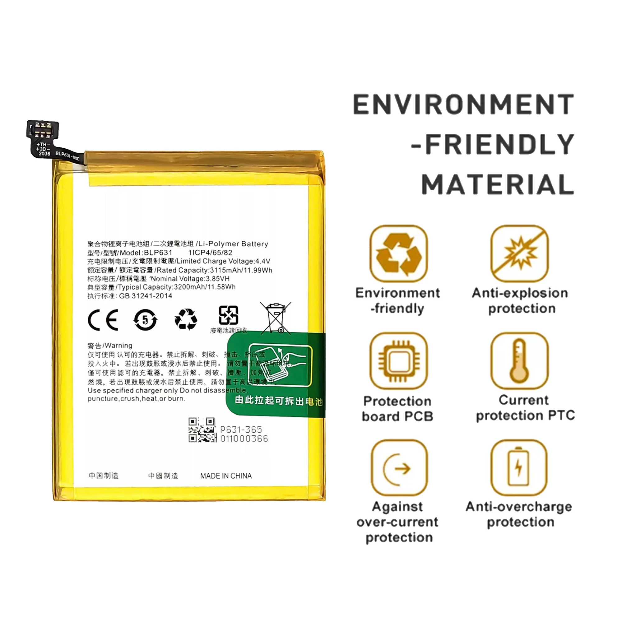 BLP631 battery for OPPO A77 A77M/T A73 A73S A73M/T Repair Part Original Capacity Mobile Phone Batteries Bateria