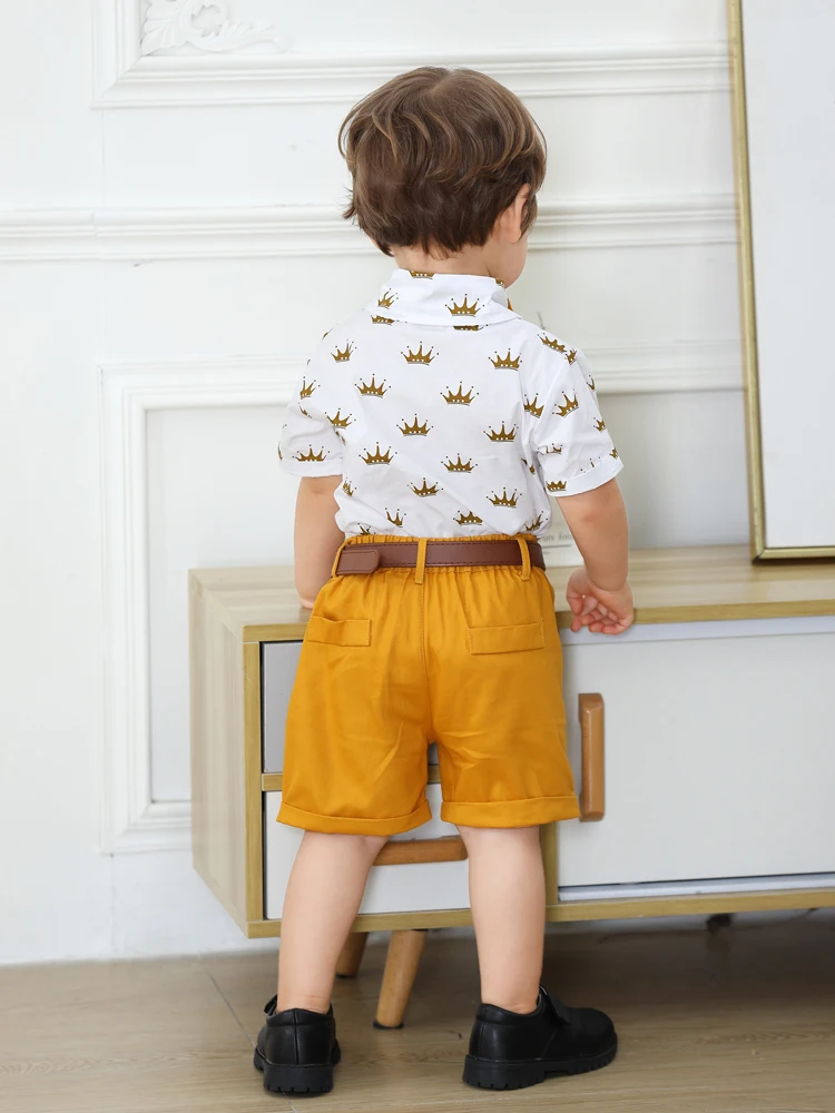 Kinder Sommer Outfit Set - Jungen Kurzarm Shirt & Hosenträger Shorts Für Strand & Kindergarten