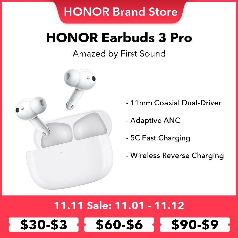 Tanio HONOR Earbuds 3 Pro Bluetooth 5.2 TWS słuchawki dynamiczne