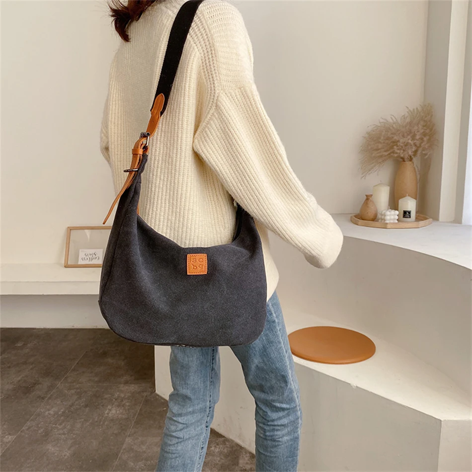 

JBTP Casual Canvas Tote Bag Women Handbags Purses Designer Shoulder Crossbody Bags Female Large Fashion Shopper Top-handle Bag