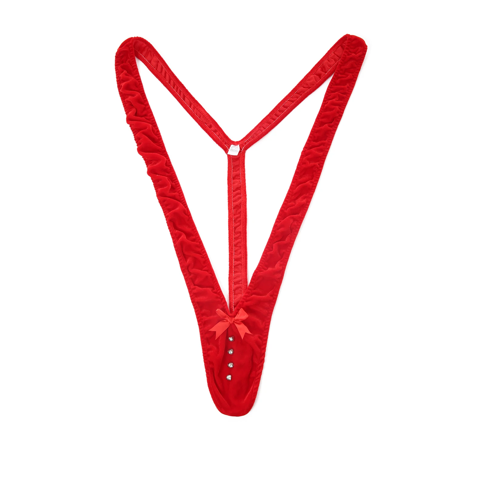 Men Erotic Lingerie Sexy Panties Christmas Bodysuit One-Piece Underwear Man Mankini Santa Claus Bell Suspenders Deep V-neck