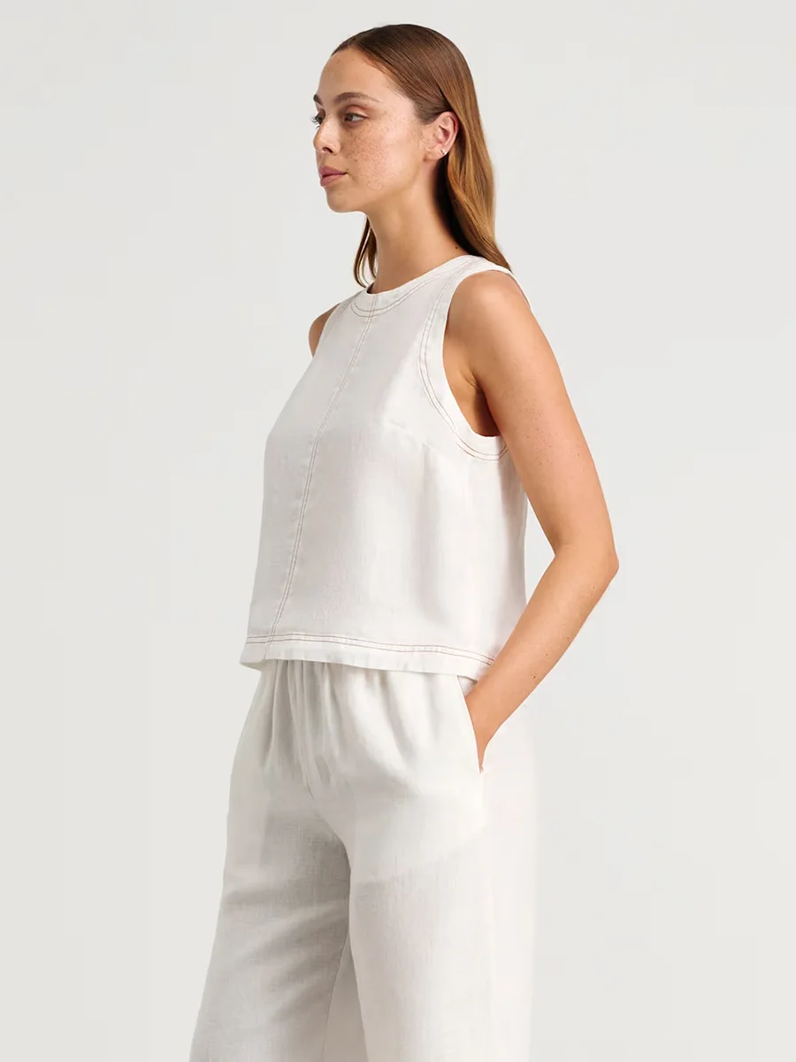 Bronladies Cotton Linen Vest Pants Set Women's Wide Leg Long Pants Sleeveless Top Casual Suit 2025 Spring Summer New Pant Sets