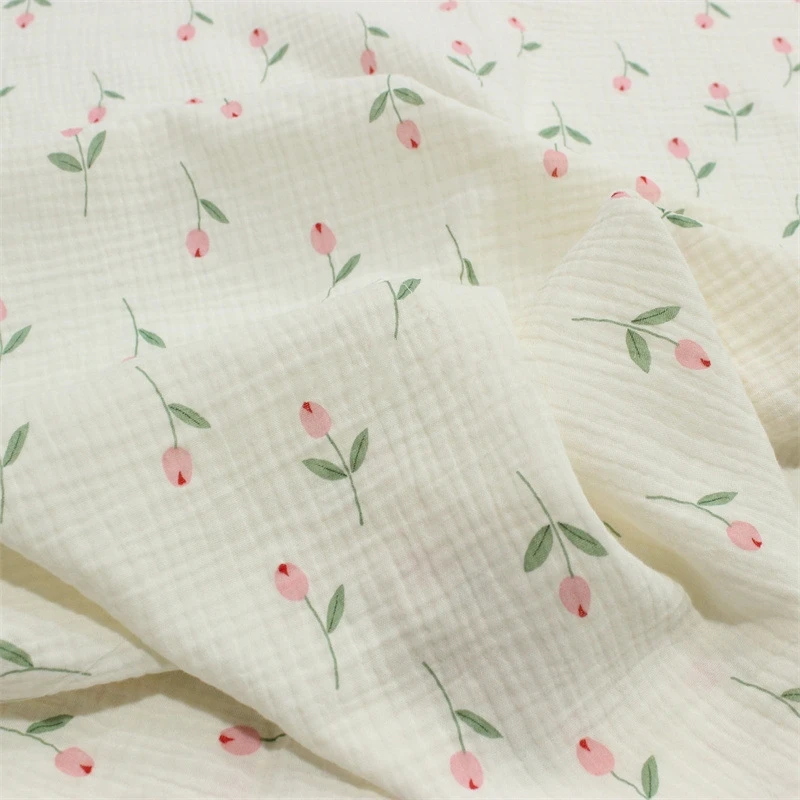 Dupla-camada-de-algod-o-gaze-Crepe-Floral-pano-beb-roupas-casa-desgaste ...