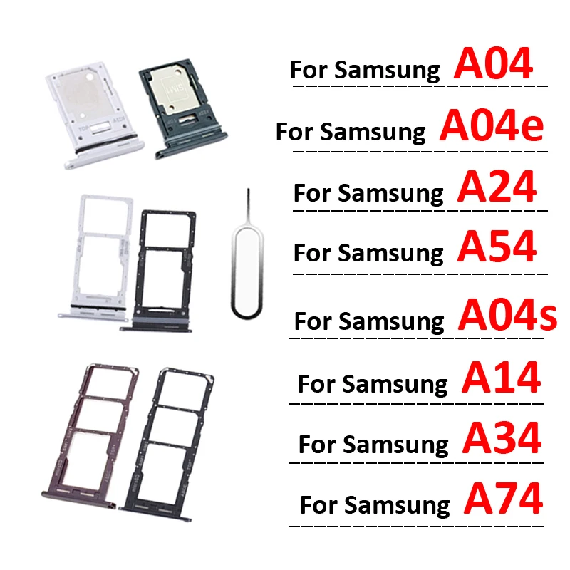 

Phone Sim Card Tray For Samsung Galaxy A04 A04e A04s A14 A24 A34 A54 A74 4G 5G Original New SIM Chip Micro SD Slot Holder