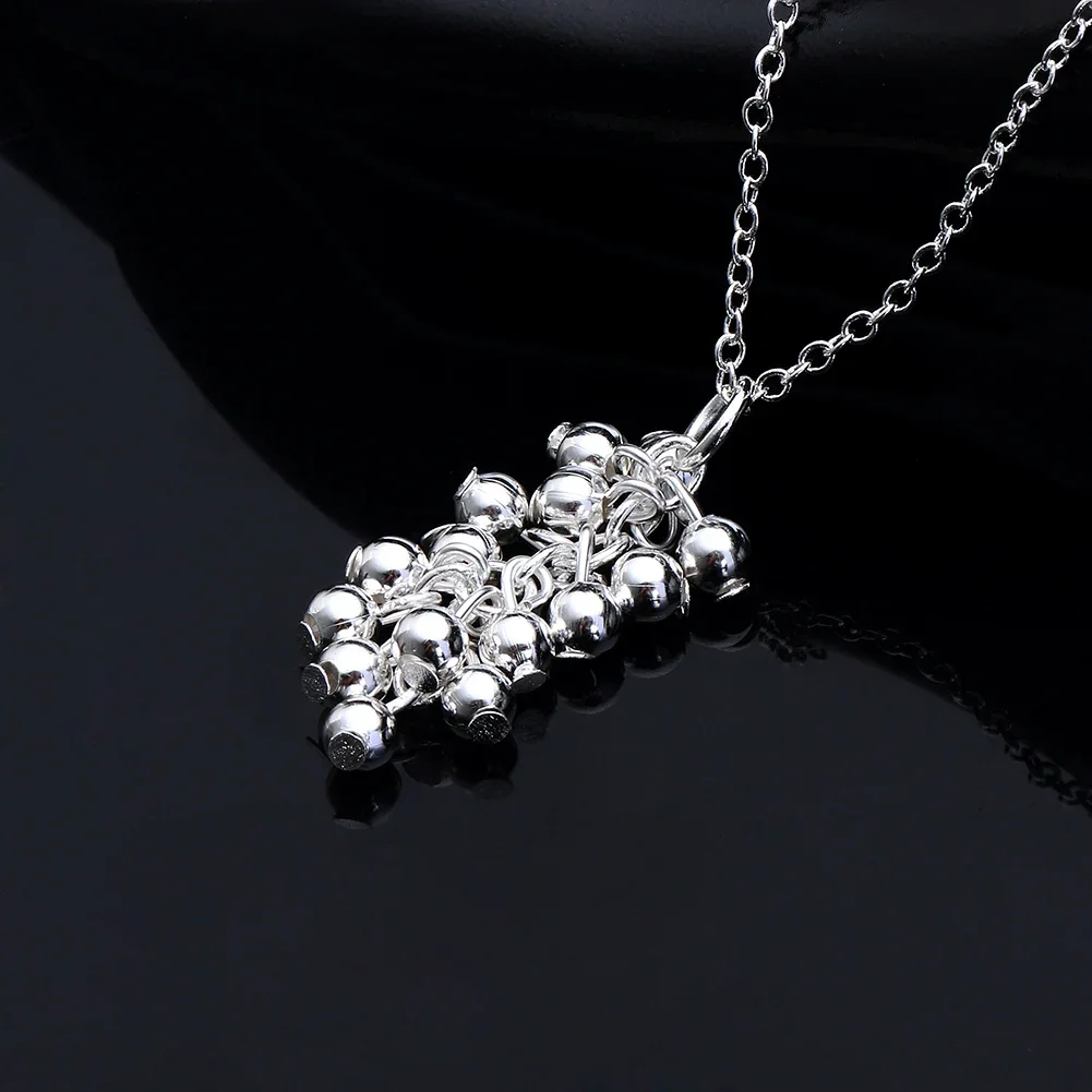 

Hot Korean Fashion 925 Sterling Silver Charms Grape Beads Pendant Necklace for Women Party Wedding Jewelry Christmas Gifts