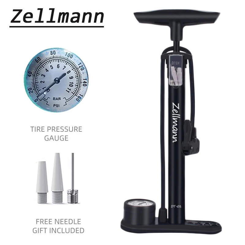 

Zellmann Bicycle Pump 160PSI High Pressure Air Pump Portable Bike Tire Foot Pump Ball Air Inflator MTB Road Cycling Accessories