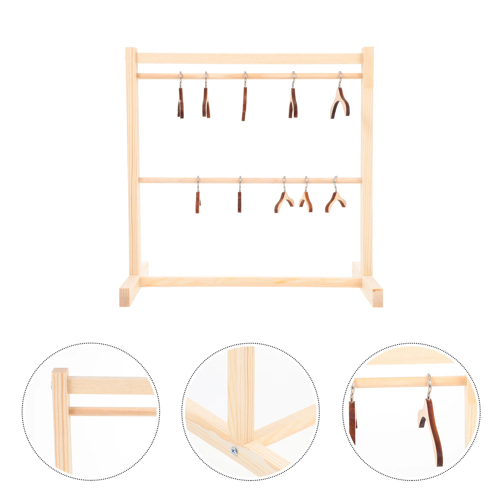

1Set Wood Clothes Garment Rack Cloth Hanging Rack with Hangers