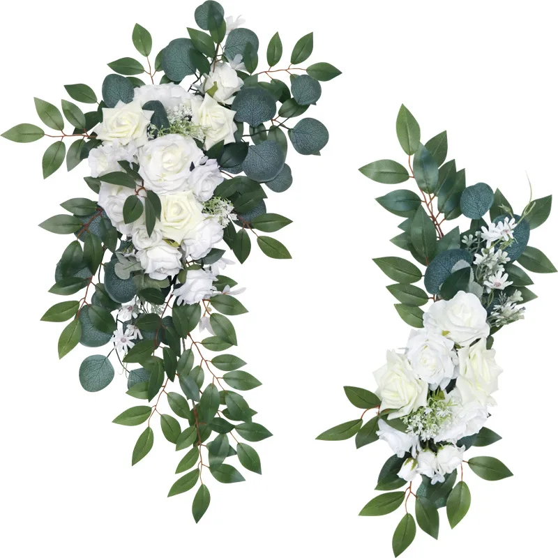 

Artificial White Flowers Wedding Arch Backdrop Decor Flower Wall Door Threshold Flowers Wreath Living Room Party Pendant Garland