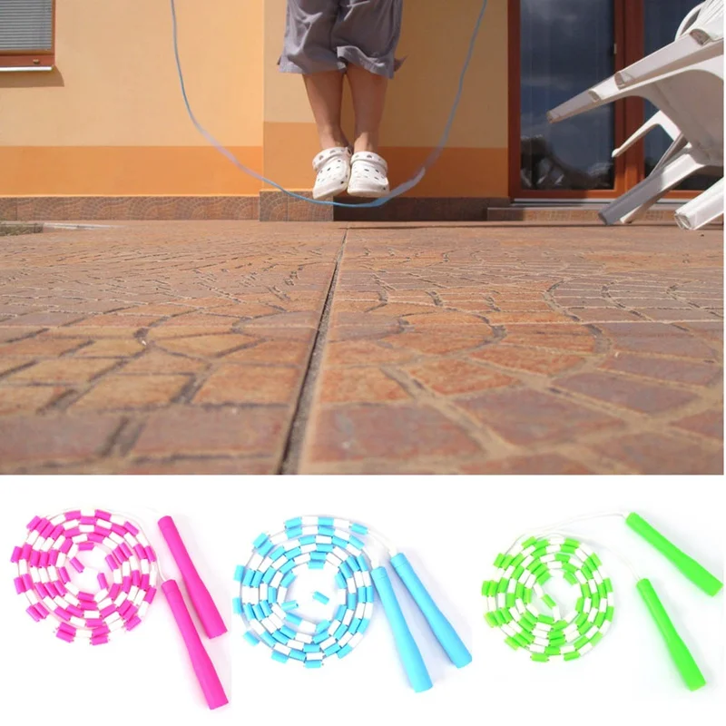 Soft Beaded Jump Rope Non-Slip Handle Adjustable Tangle-Free Segmented Fitness Skipping Rope Keeping Fit Training Playing