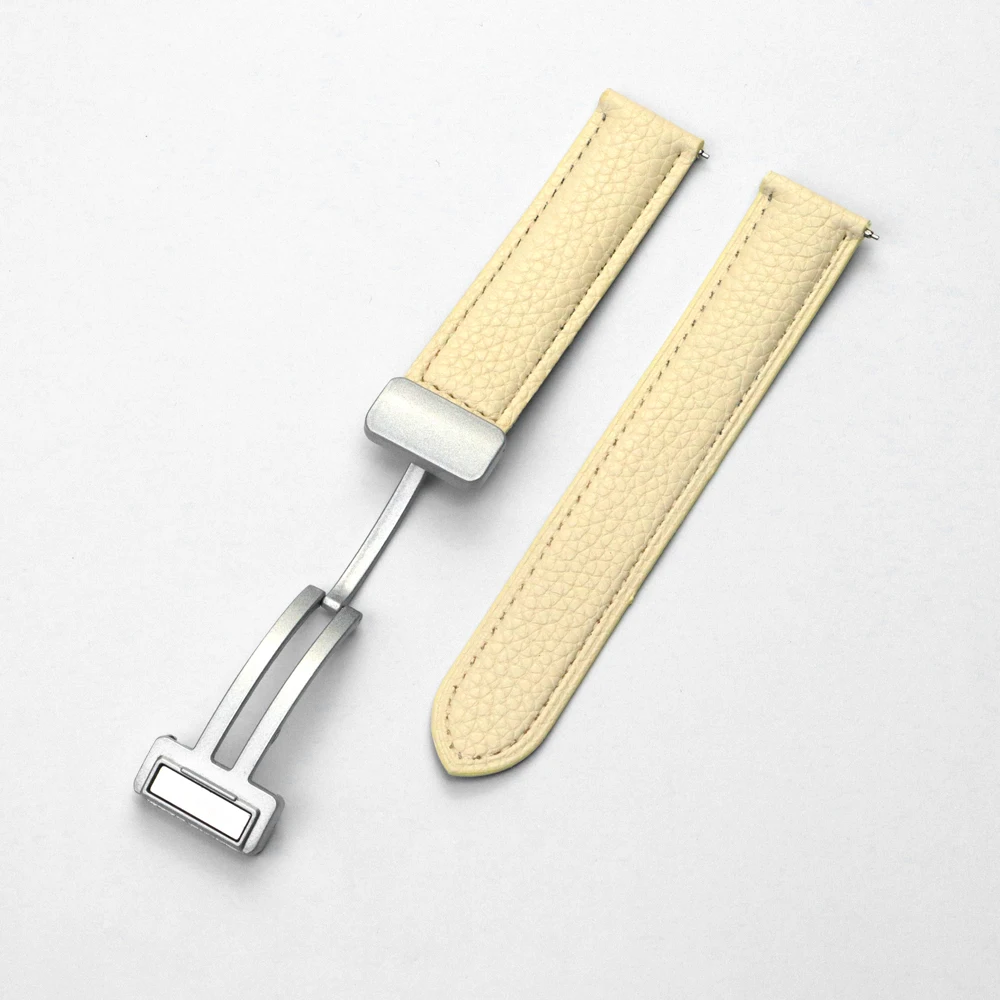 Premium Leather Strap with Magnetic Buckle - 20mm/22mm Adjustable Band