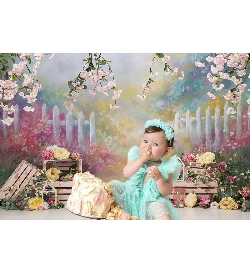 Newborn Baby 1st Birthday Backdrop Girl Boy Pink Blue Balloon Tent Cake Smash Baby Shower Photography Background Decor Props