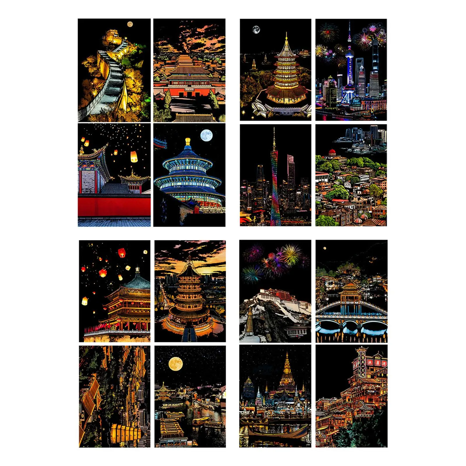 4x Scratch Paper Art Set Scratch Painting Paper for Holiday Easter Christmas Includes 4 Pieces Of Card 1 Wood Pen scratch off paper set