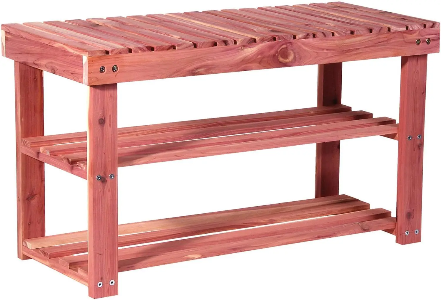 

2-Tier Cedar Shoe and Seat Bench, 31.5"w x 17.5"h x 12.4"d, Red,natural Dog ramp for bed Dog beds for large dogs Memorials & fu