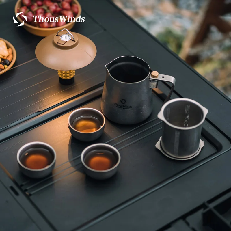Thous Winds Tea Ceremony Titanium Outdoor Camping Tableware Set Coffee Pot Tea Kettle for BC Solo Camping Hiking Picnic Supplies 3