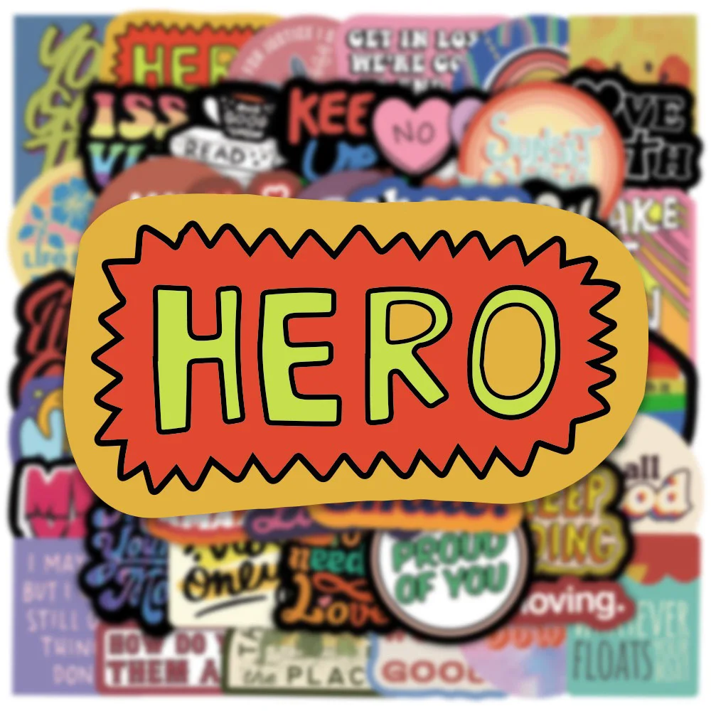 10/30/50PCS Inspirational Text Positive Stickers DIY Diary Phone Laptop Luggage Skateboard Graffiti Decals Fun for Kid Toys Gift 3