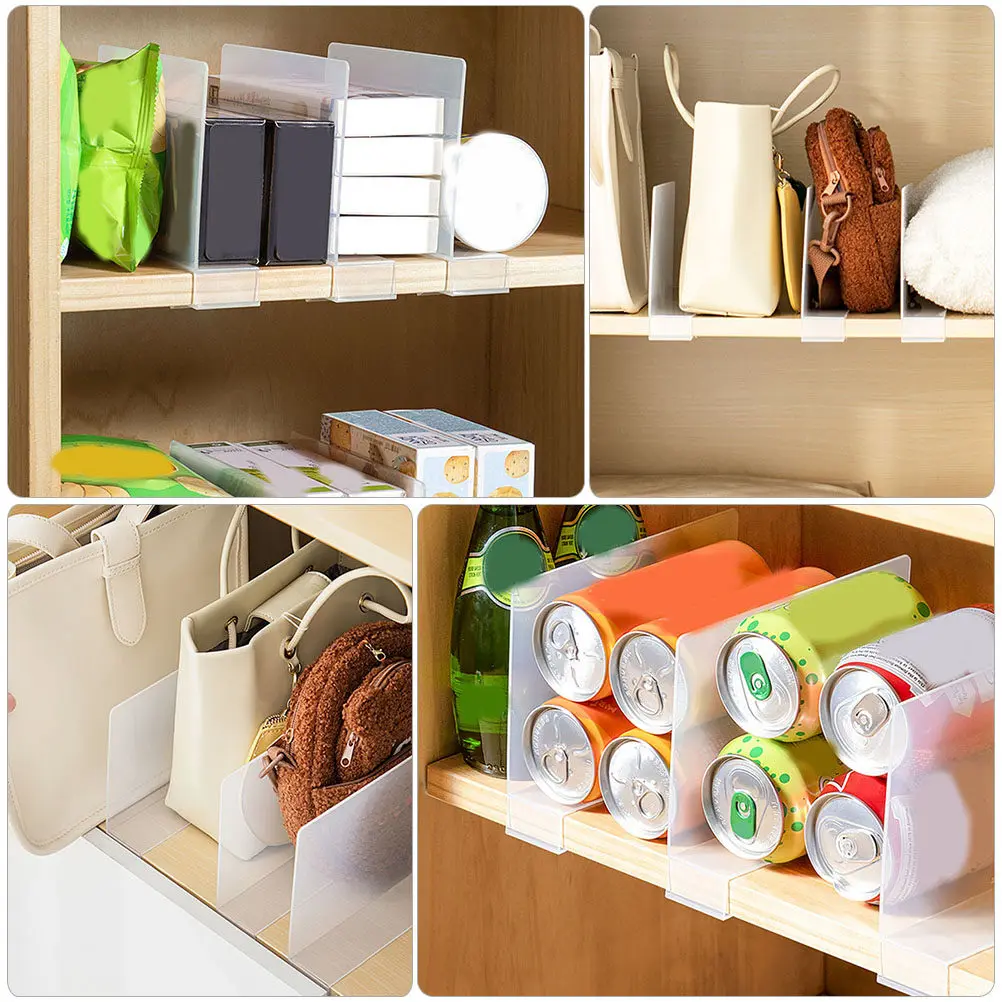 2pcs 옷장용 선반 조정 가능한 플라스틱 분배기 홈 선반 정리함 캐비닛 분배기 옷장 보관 분배기 책장 분배기
