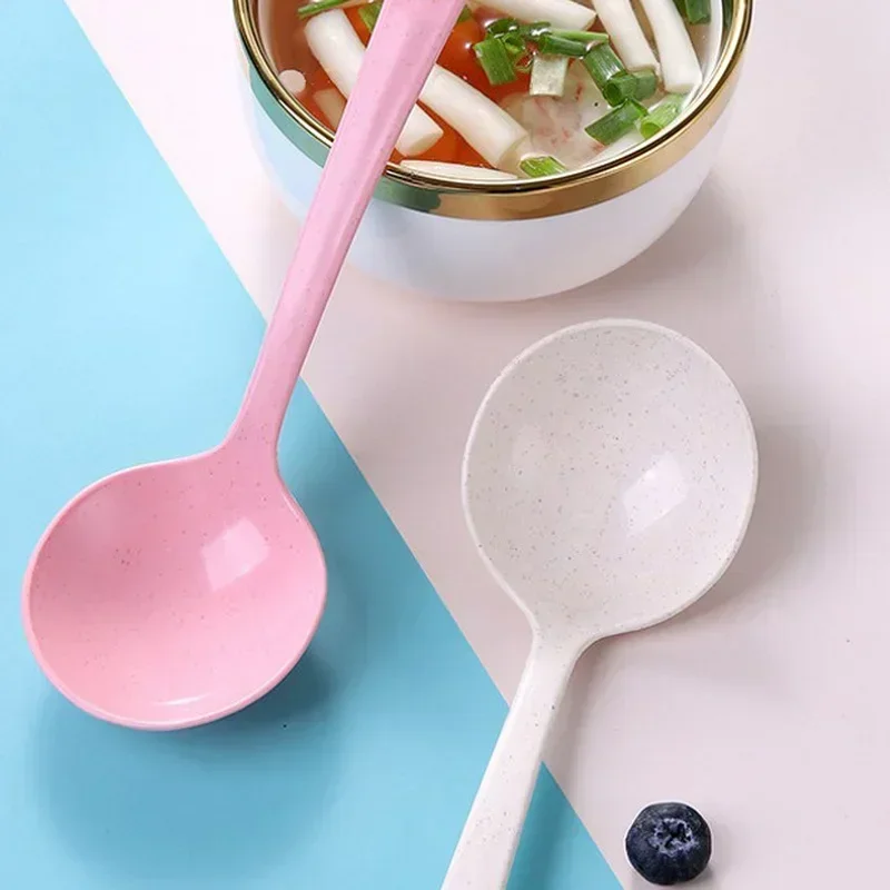 Household Utensils Spoon Wheat Stalk Spoon Tablespoons Plastic Large Soup Long Porridge Rice Dinner Scoop Kitchen Supplies 1pcs