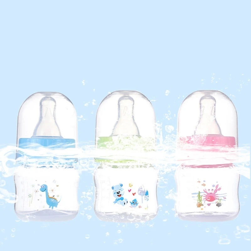 50ml Baby Bottle Infant Nursing Bottle Natural Flowing Silicone Nipple Prevent Milk Choking Newborn Bottle Wide Neck