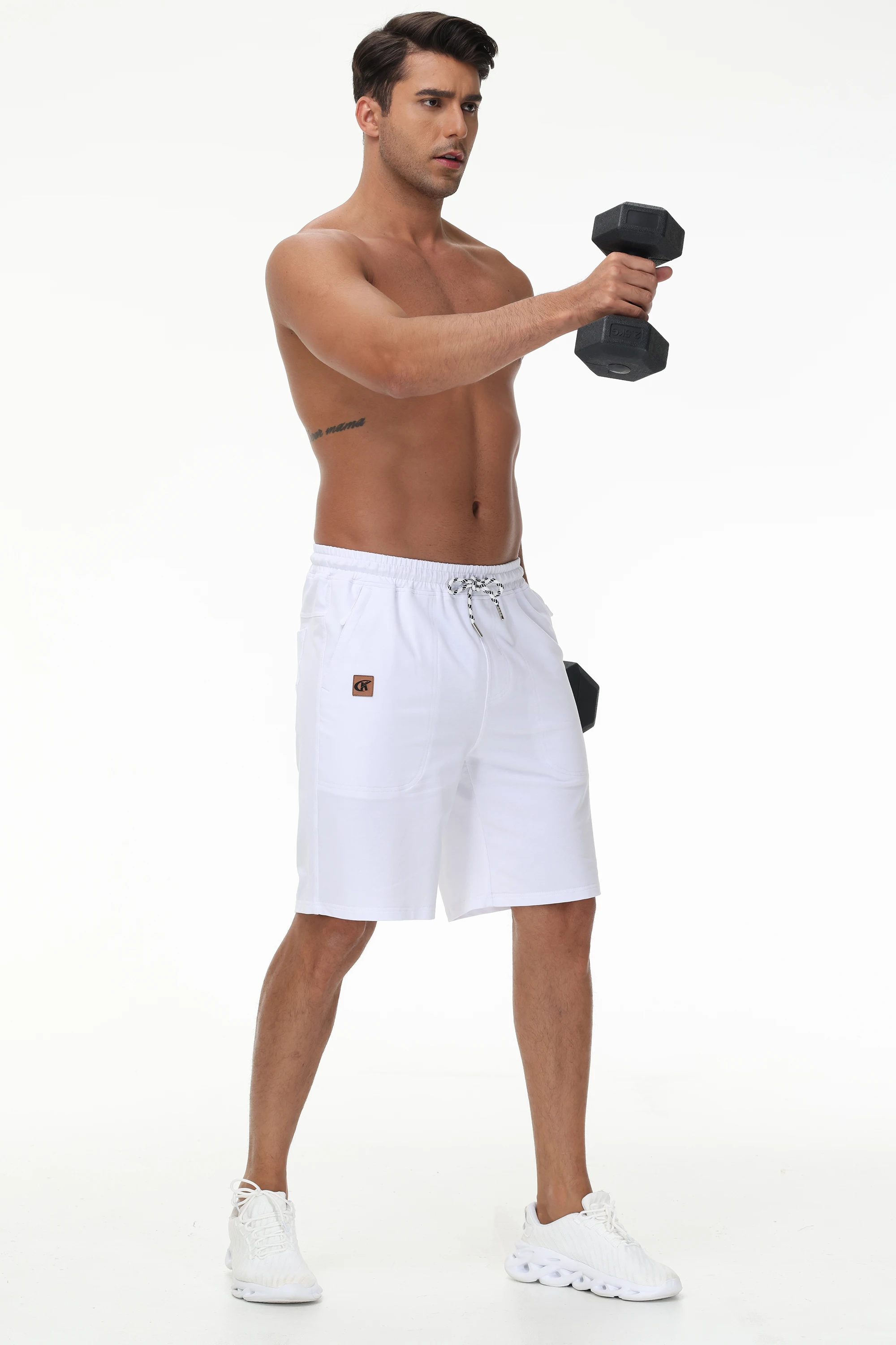 Summer Man Plus Size Shorts Baggy Cotton Stretch Sweatshorts, Hip Hop Jogging Pant 9" Inseam Zipper Pockets Sport Shorts for Men 4