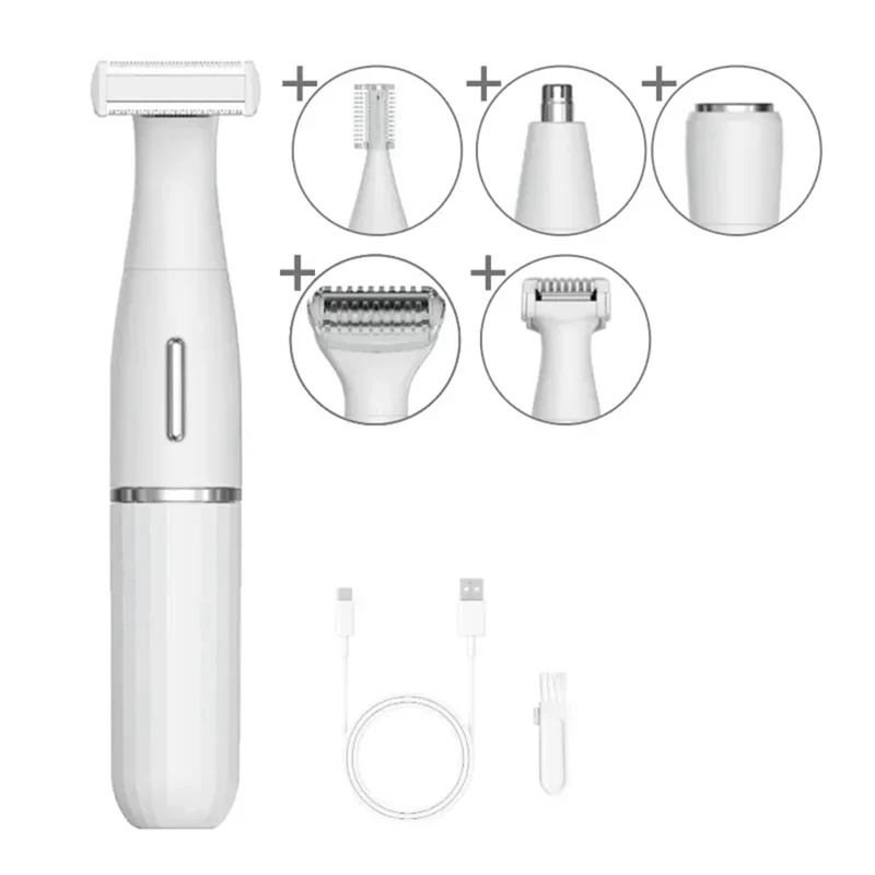 친밀한 영역 정밀 면도기, 비키니 라인, 민감한 면도 공, 음모 면도기, 얼굴 코 수염 트리머, 내구성 6 in 1