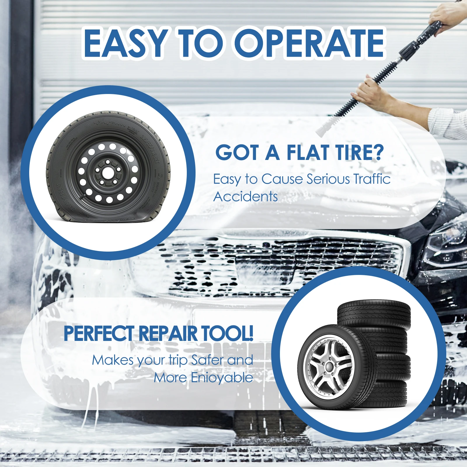 33개 타이어 패치 키트, 롤러 스크레이퍼 포함 고강도 타이어 튜브 패치 키트, 휴대용 타이어 수리 도구