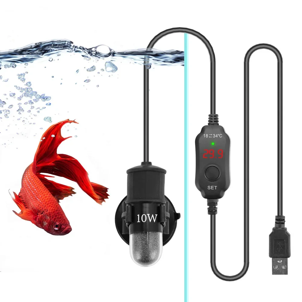 Submersible Adjustable Temperature Aquarium Heater 18-34°C