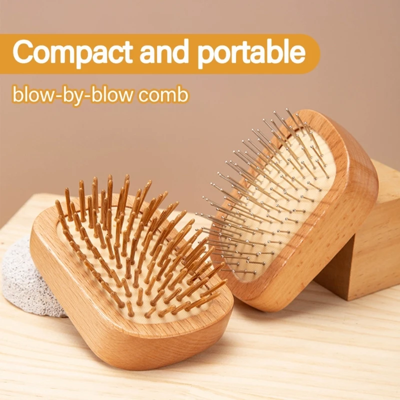 Scalp Massager Brush Round Comb Massage Small Wood Hairbrush for Hair Growth 3