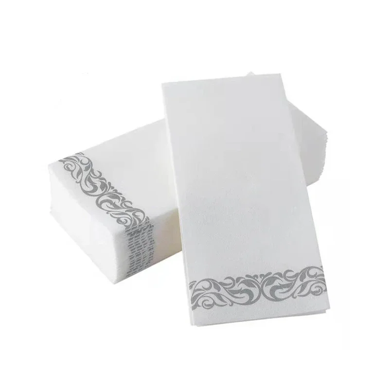 50PCS Disposable Table Paper Napkins Elegant Tissue Vintage Towel White Foil Gold Dish Bowl Paper Birthday Wedding Party Decorat