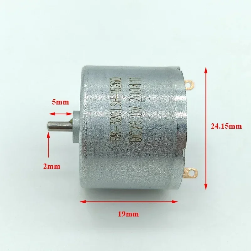 RK-320SH-15260 RF-320CH 미니 24mm 전기 모터 DC 3V 3.7V 5V 6V 9V 10900RPM 마이크로 라운드 스핀들 모터 DIY 취미 장난감 모델