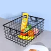 1 PC Black Iron Storage Basket Storage Basket Multifunctional Wire Mesh Desktop Storage Organizer for Home Wicker Supplies 4