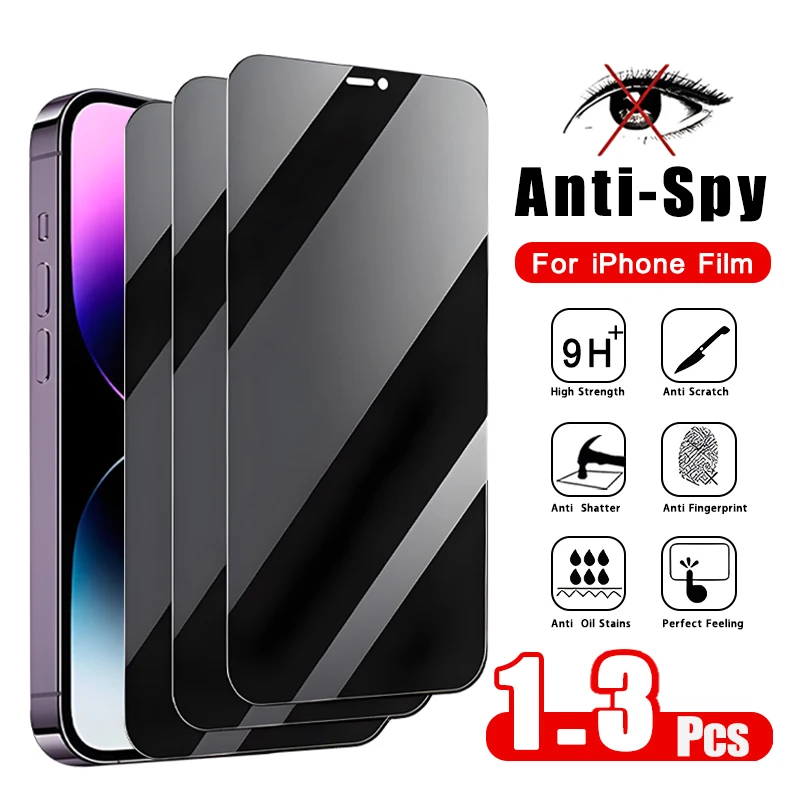 

1-3Pcs Privacy Screen Protector Film For iPhone 14 13 12 11 Pro Max Mini XS XR 7 8 6 Plus SE Anti-Spy Phone Ceramic Protective