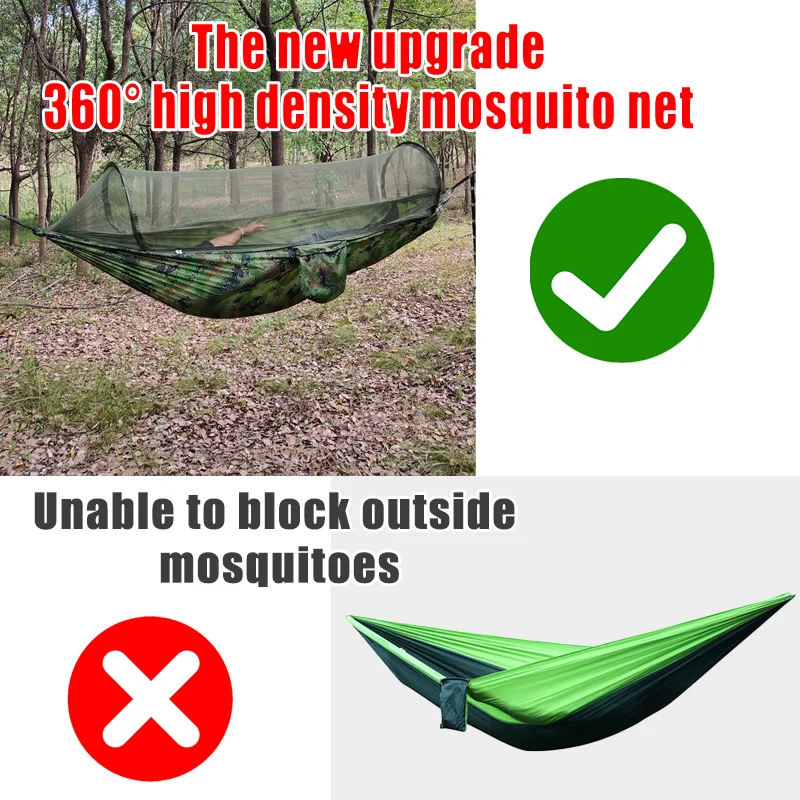 260x140cm Outdoor Double Camping Hammock with Mosquito Net and Rain Fly Tarp Lightweight Parachute Hammocks for Travel Hiking camping hammock